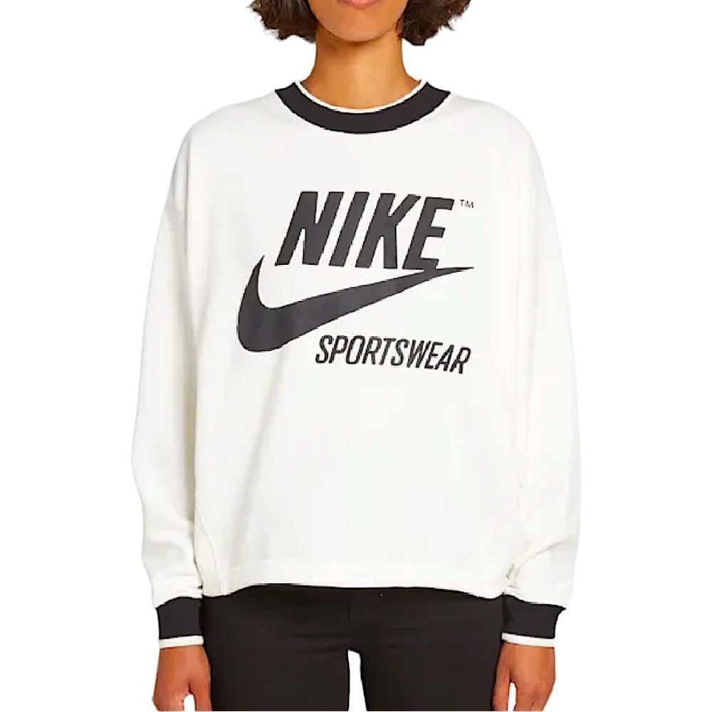 Sz M Nike White & Black Archive Crewneck Graphic Sweater